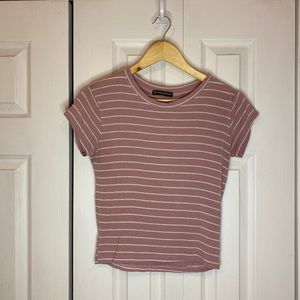BRANDY MELVILLE PINK AND WHITE STRIPE SHIRT